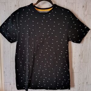 Denim and Flower Ricky Singh Black Bird Patterned Men's T-Shirt Size M